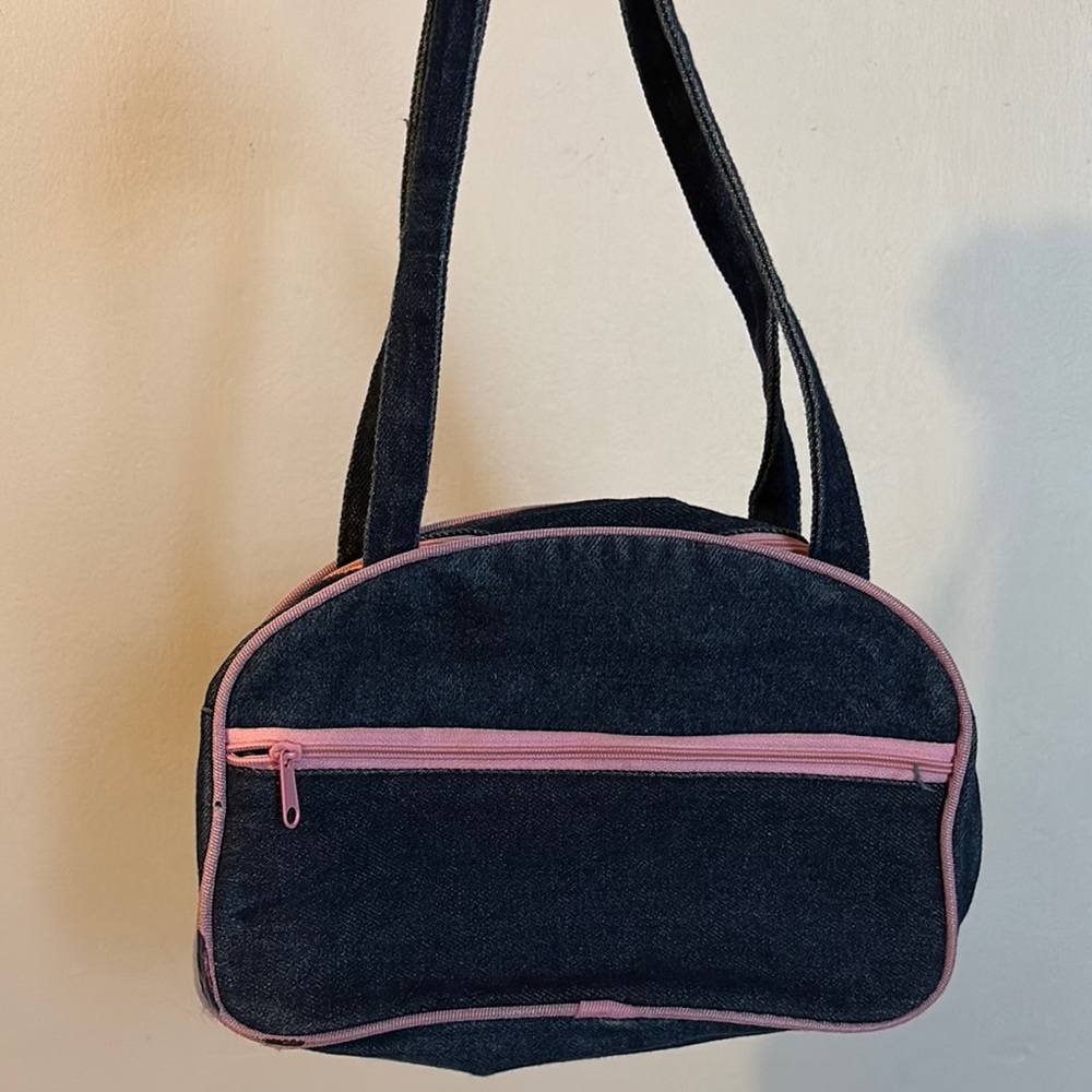 denim w pink shoulder bag